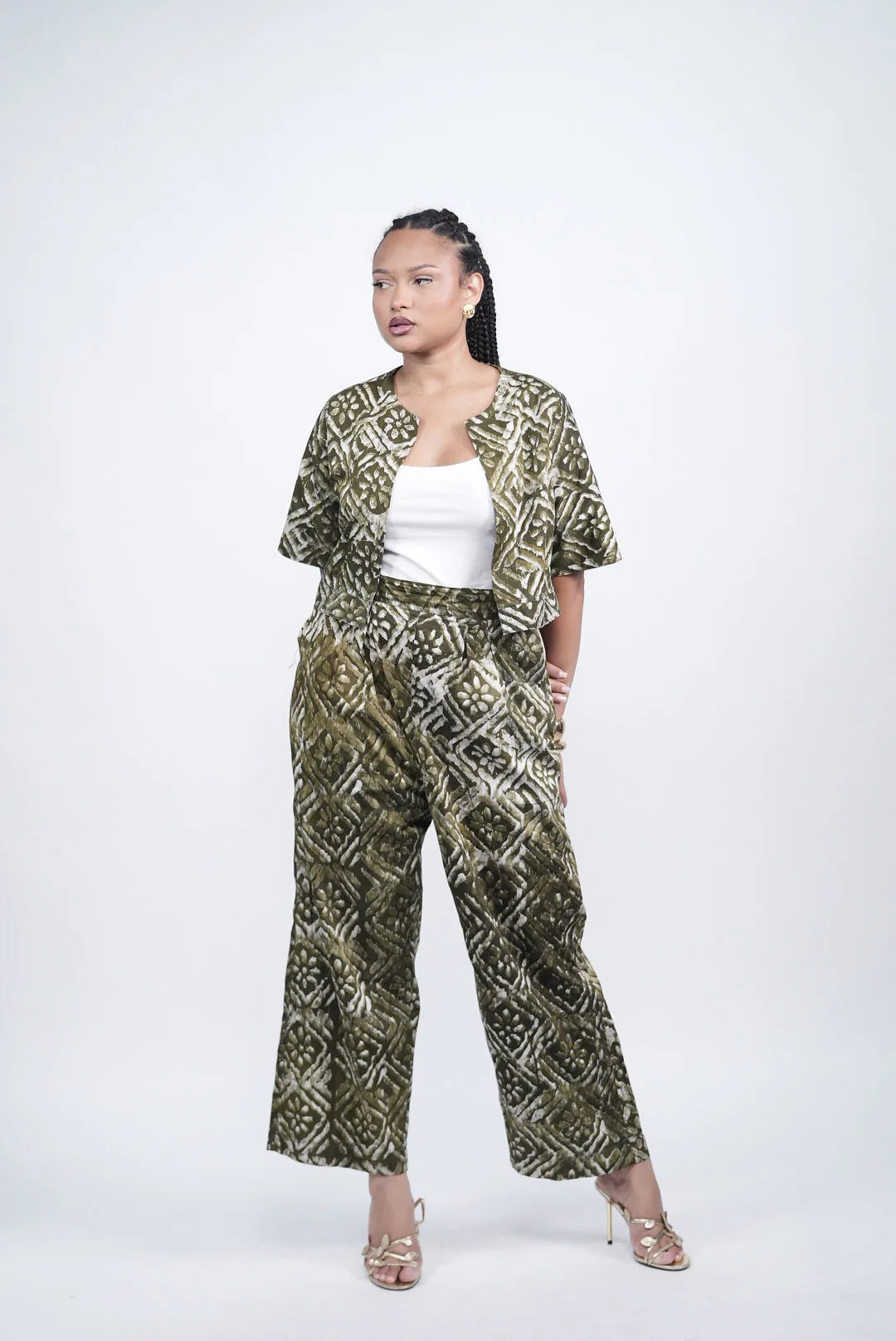 Ensemble HAYAH kaki à motifs géométriques