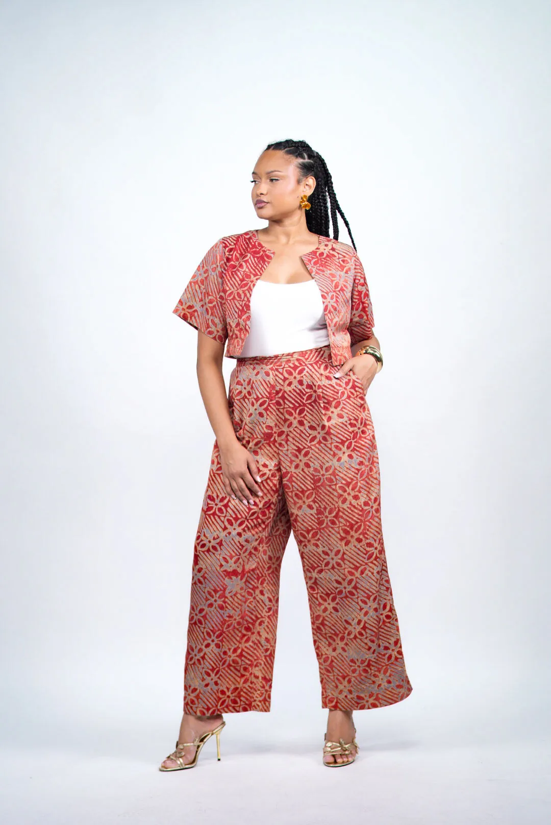 Ensemble HAYAH rouge corail, vue de face