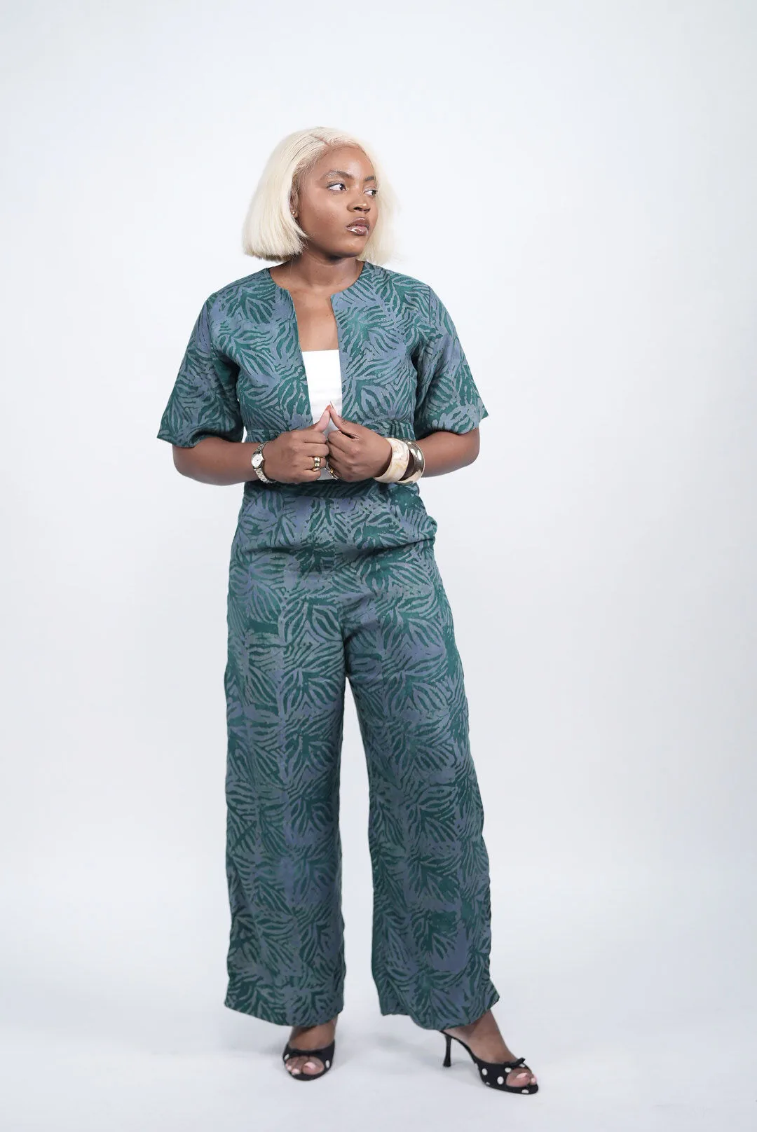 Ensemble HAYAH vert à motifs de feuilles